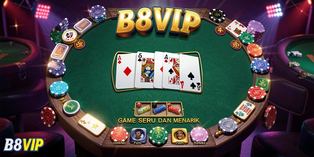 Screenshot gameplay seru dari B8VIP yang menampilkan aksi Domino.
