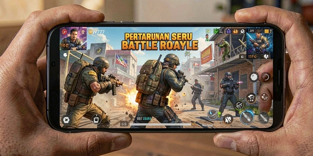 Gameplay seru dalam CV777, pertarungan Battle Royale yang mendebarkan.