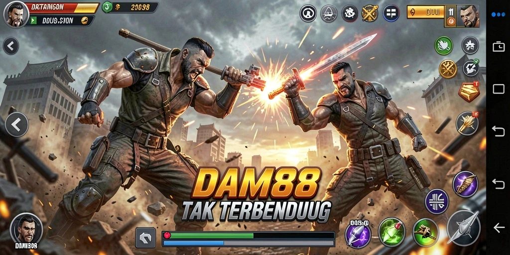 Tangkapan layar utama dari gameplay <strong>DAM88</strong> menampilkan aksi pertempuran yang mendebarkan.