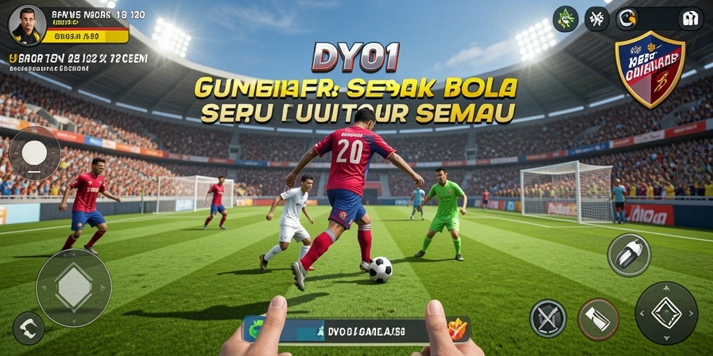 Tangkapan layar utama DY01 yang menunjukkan aksi pertandingan sepak bola.
