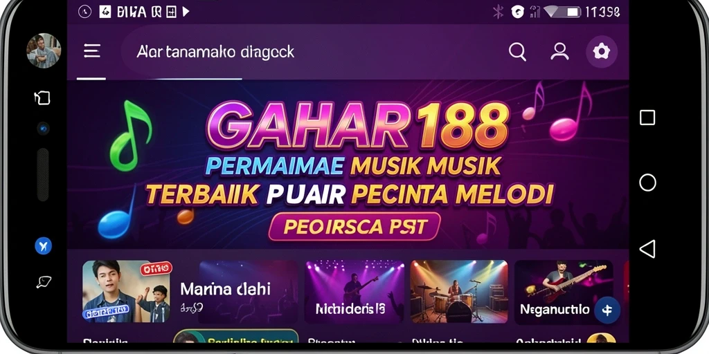 Screenshot utama GAHAR188 menampilkan player dengan mode permainan musik yang menarik.