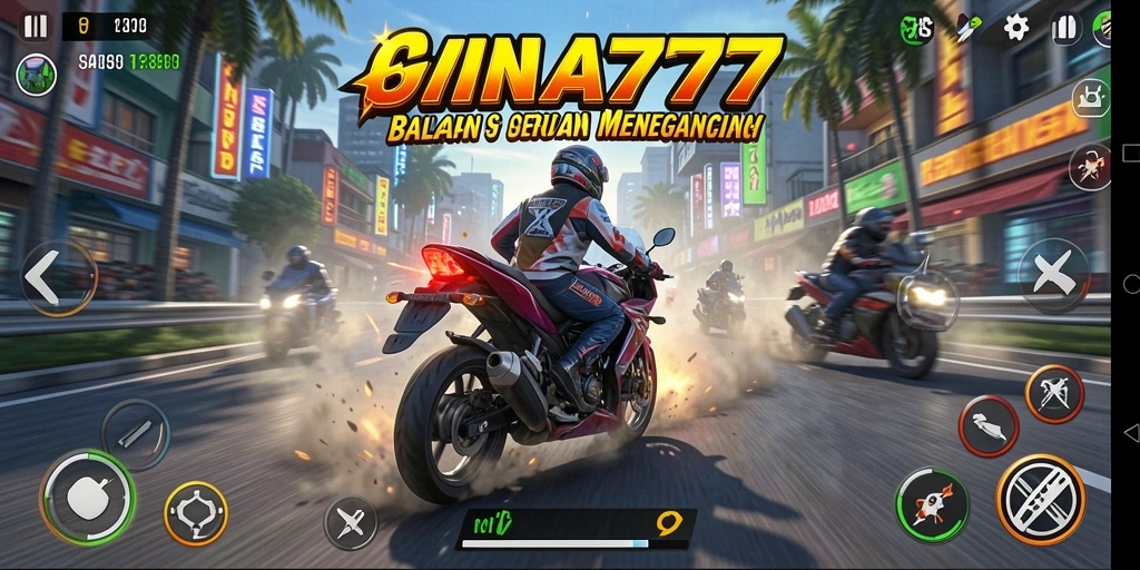 Tampilan gameplay menegangkan saat berlomba di balapan motor.
