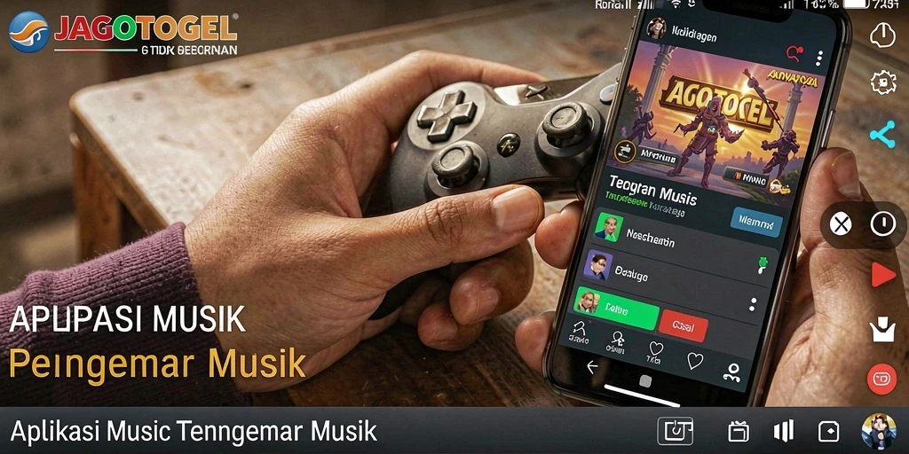 Screenshot tampilan antarmuka pengguna JAGOTOGEL saat memainkan musik.