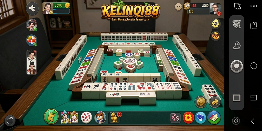 Tangkapan layar gameplay KELINCI88 yang menampilkan ubin Mahjong berwarna-warni.