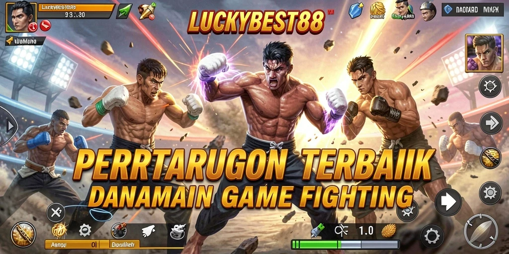 Tampilan gameplay LUCKYBEST88 yang intens dalam pertarungan Fighting.