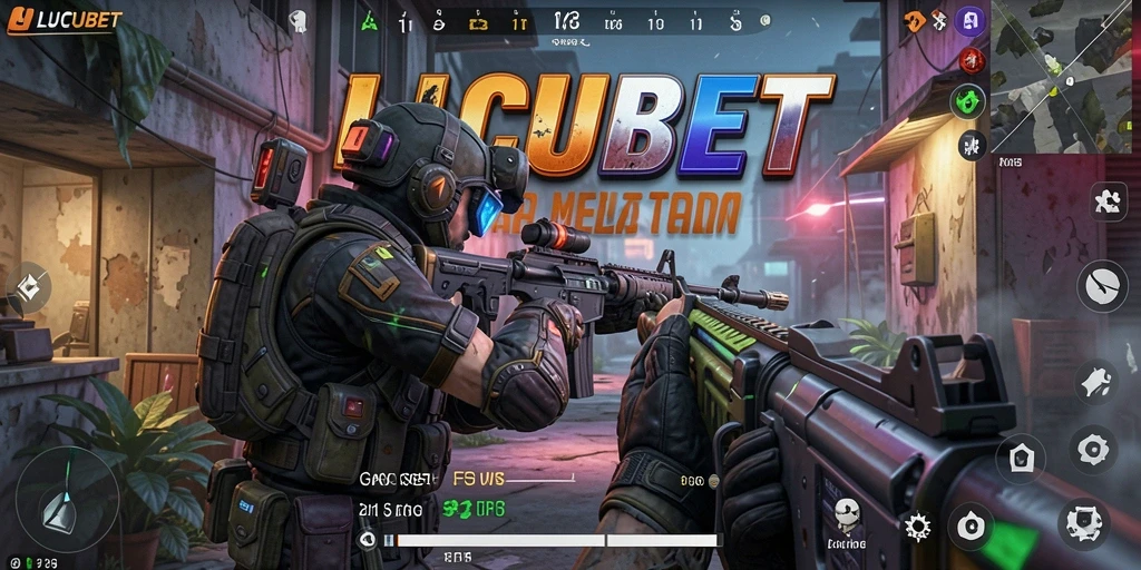 Tampilan seru gameplay LUCUBET dalam pertempuran FPS yang mendebarkan.