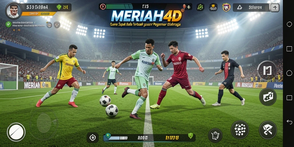 Gameplay MERIAH4D dengan aksi sepak bola yang mendebarkan.