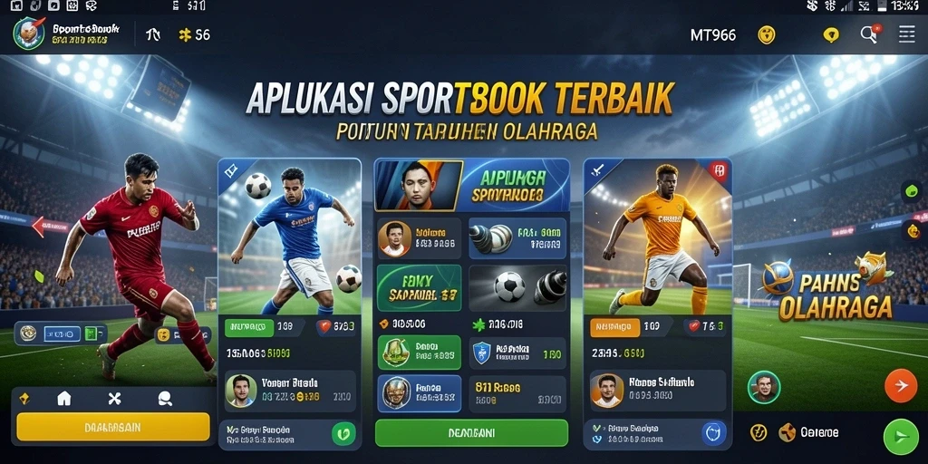Tampilan antarmuka aplikasi MT966 dengan fitur taruhan olahraga.