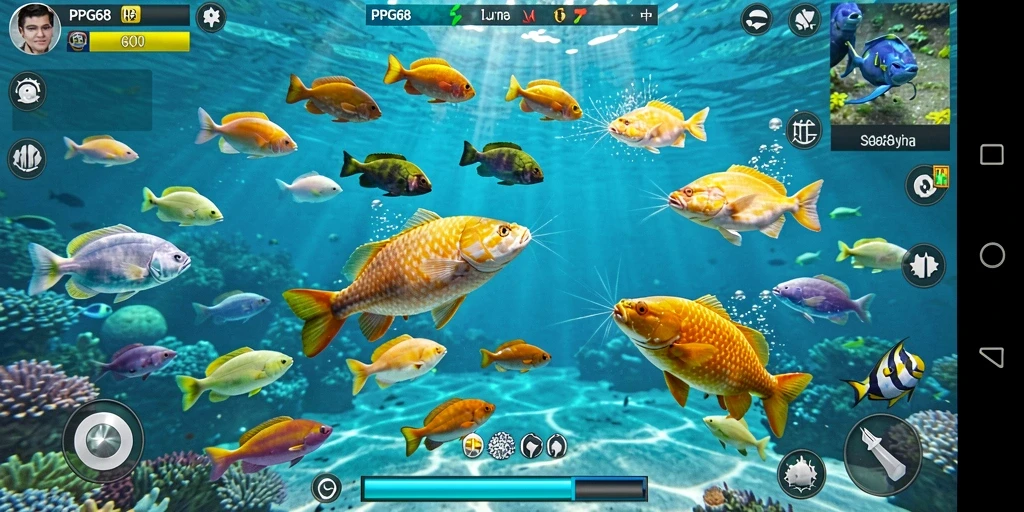 Screenshot PGG68 menunjukkan aksi menembak ikan yang mendebarkan.