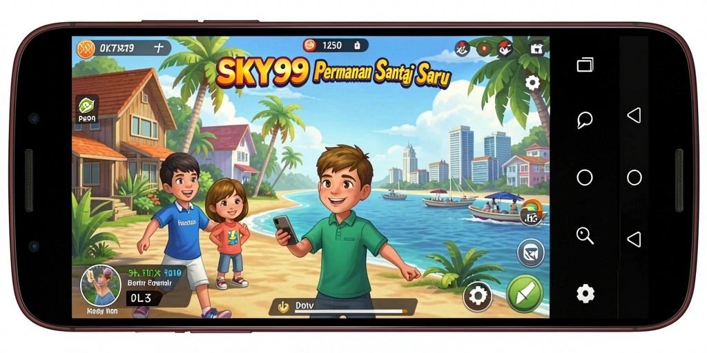 Screenshot dari gameplay SKY99 menampilkan suasana santai dan penuh warna.