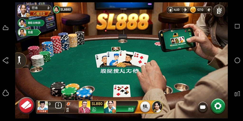 Tangkapan layar dari gameplay Poker yang menarik di SL888.