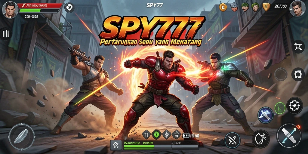 Tampilan seru gameplay SPY77 saat pertarungan berlangsung.