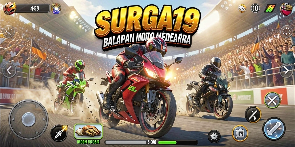 Gameplay seru balapan motor di SURGA19 yang menegangkan.