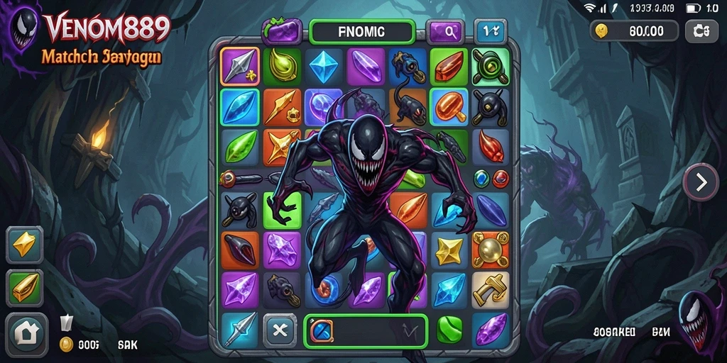 Tampilan gameplay seru di VENOM889 yang menantang permainan Match-3.