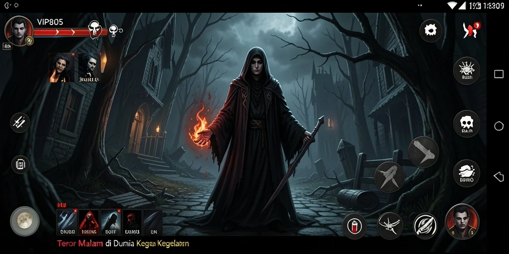 Gameplay menakutkan di dunia gelap dan misterius.