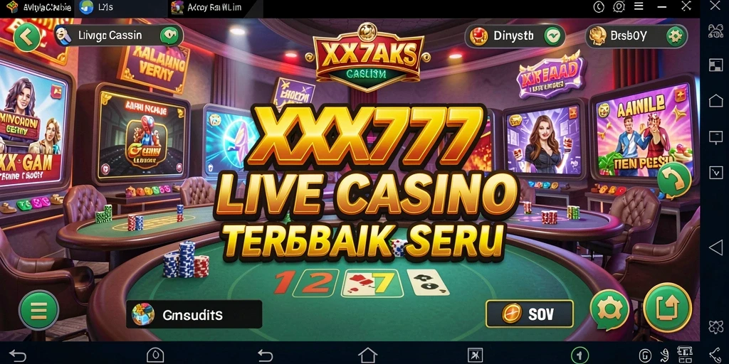 Screenshot utama XXX777 menampilkan dealer profesional dan interaksi pemain dalam permainan Live Casino.